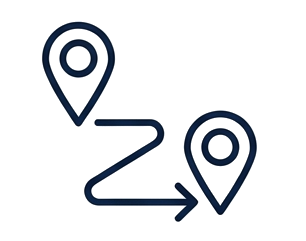 Route icon showing two location pins connected by a dotted line